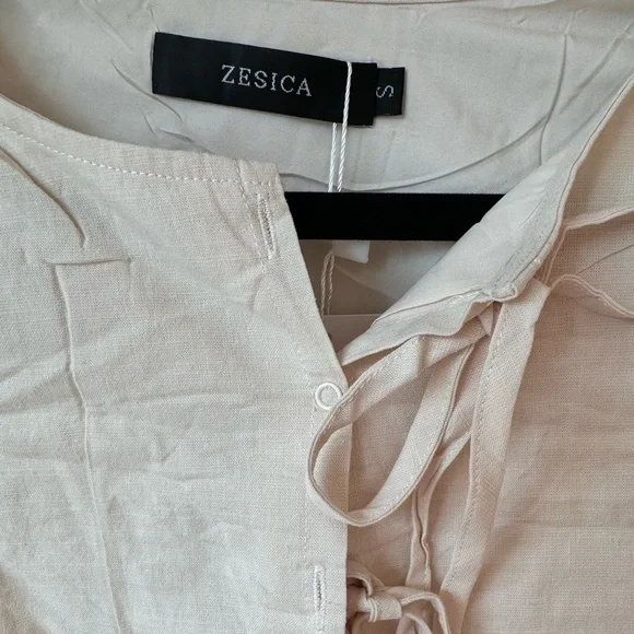 NWT Women's Dress Fall Long Puff Sleeve Self Tie Front Babydoll A Line Dress S - Picture 8 of 9